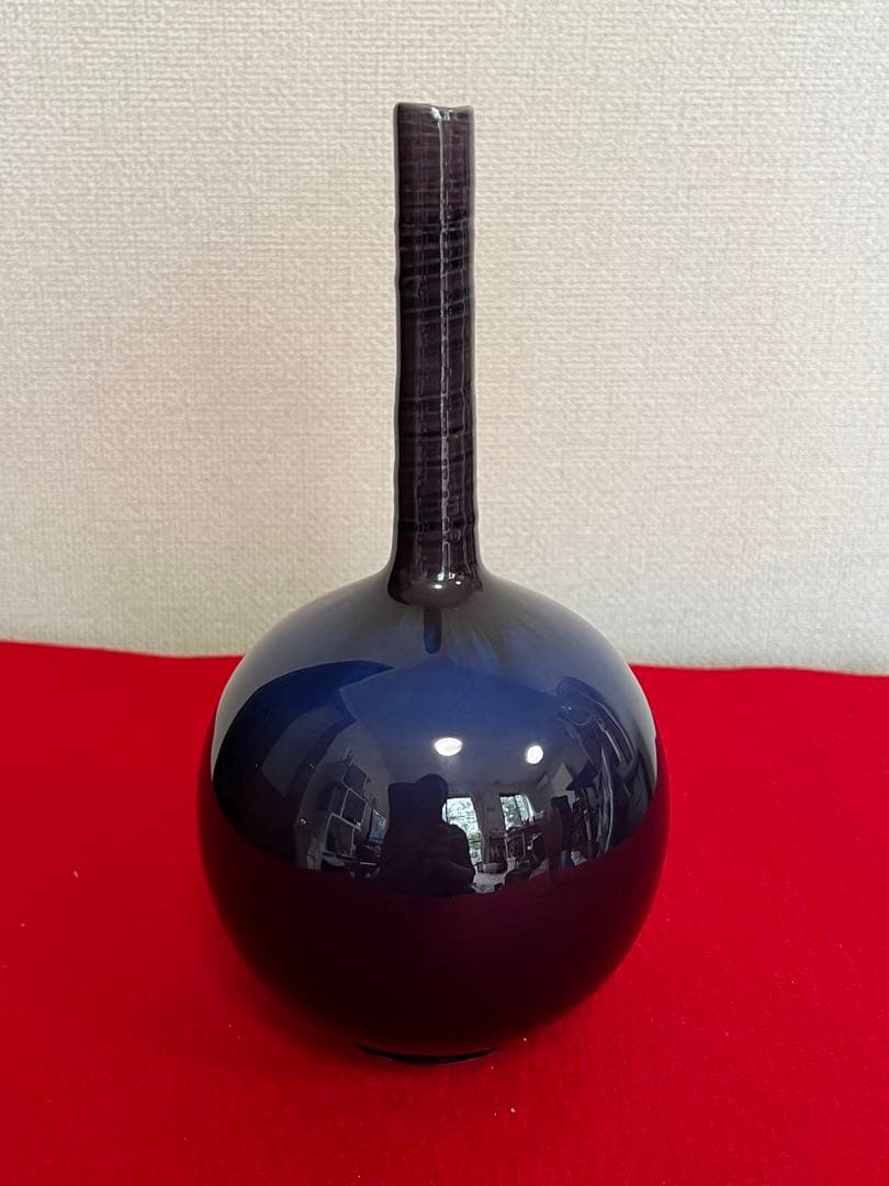 人間国宝  三代 徳田八十吉（正彦銘）  鶴首 花入 管理T199