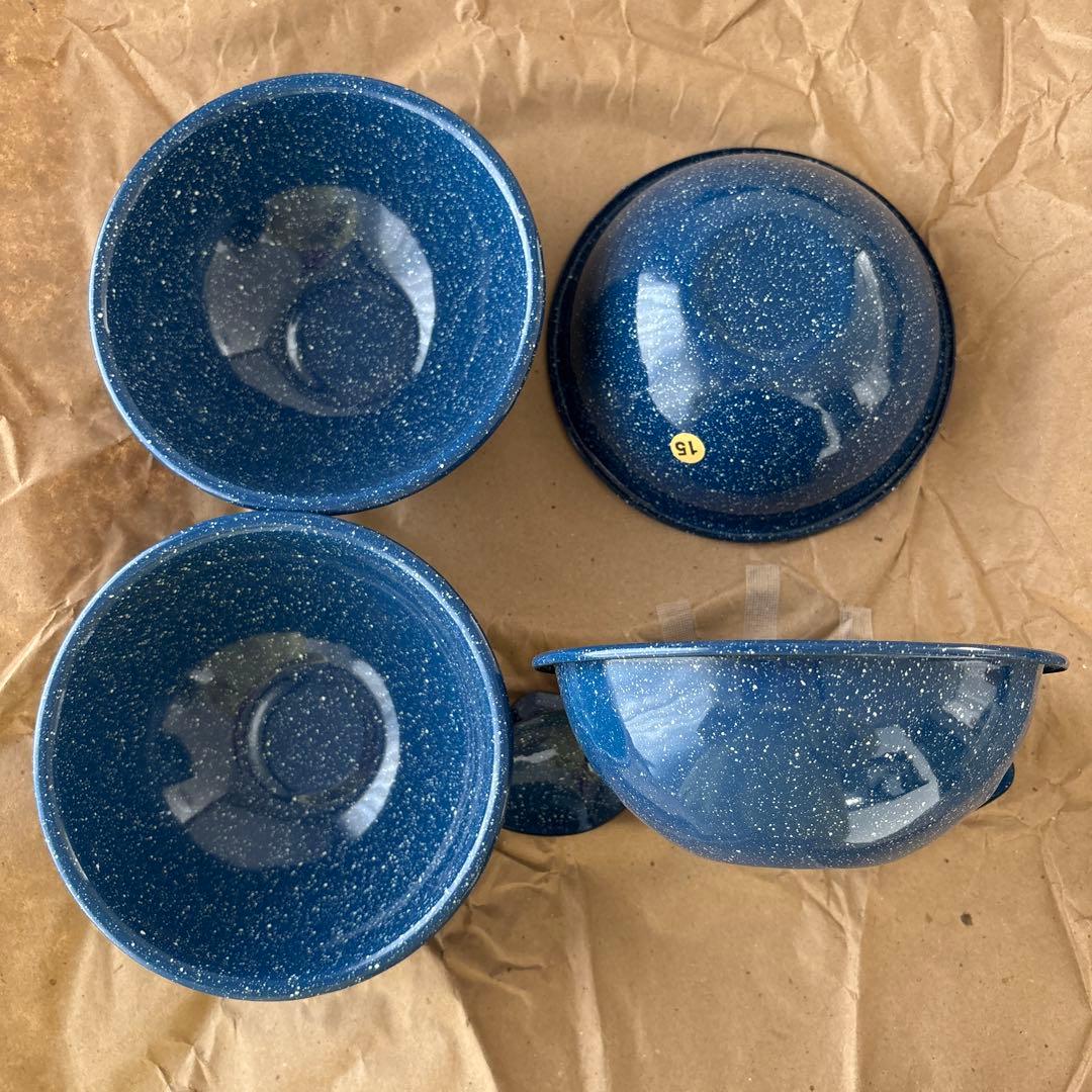 【未使用】CINSA エナメルウェア キャンプ食器セット 16点