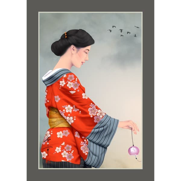 晩夏（美人画・A2サイズ）