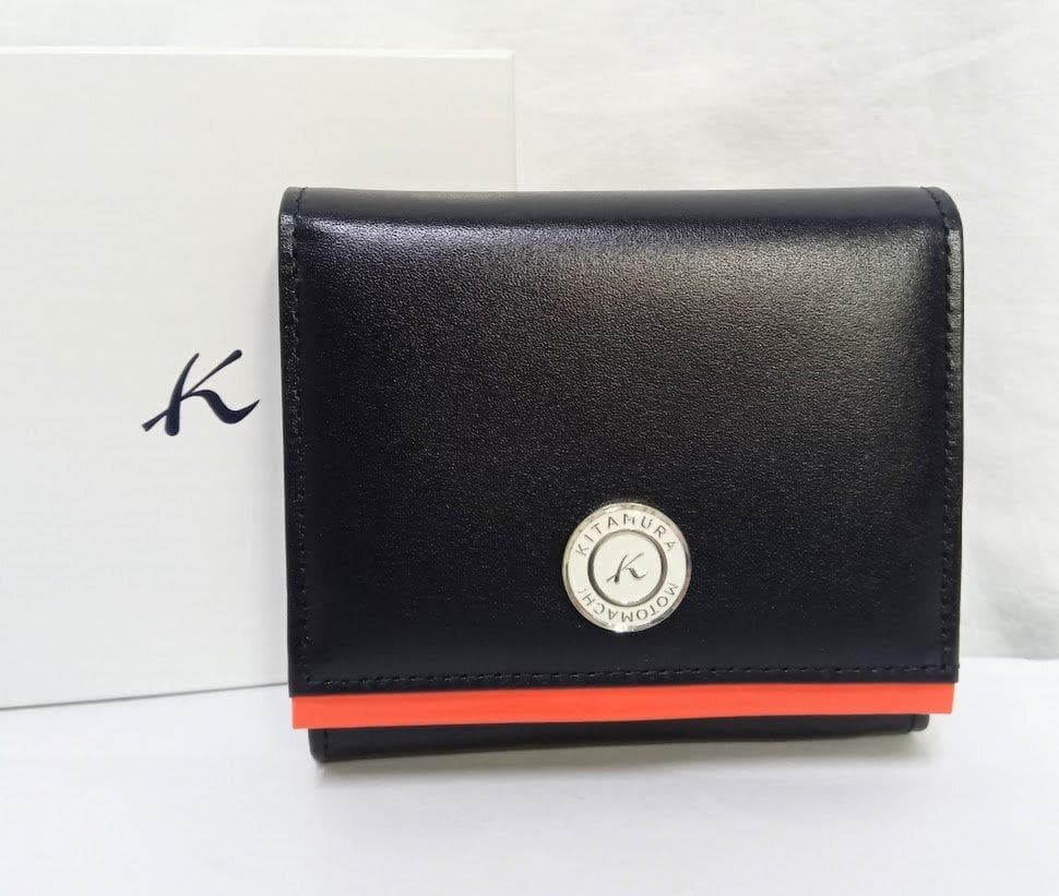 Kitamura/キタムラ☆レザー・二折財布 ダークブルー