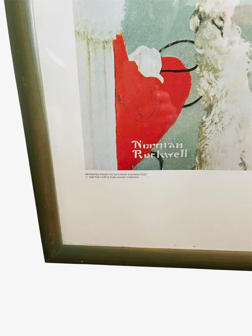 80s ビンテージ ポスター 額装 ノーマンロックウェル 動物病院の待合室