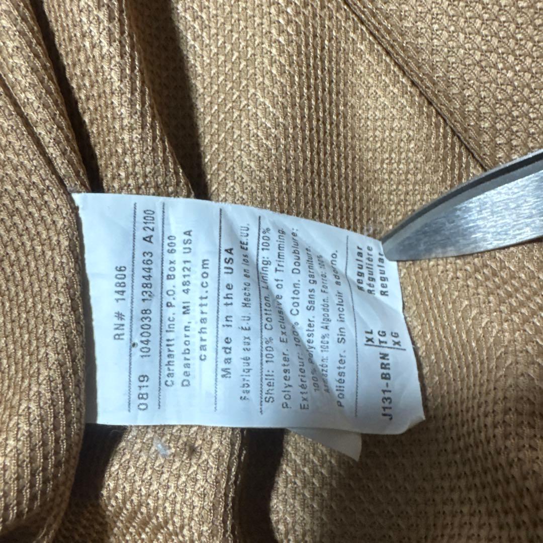 美品Carhartt カーハートXLダックジャケットフード付きブラウン