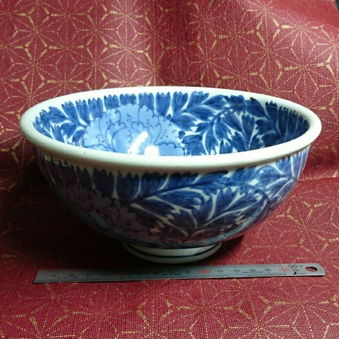 骨董 染付 青花 大花唐草大鉢