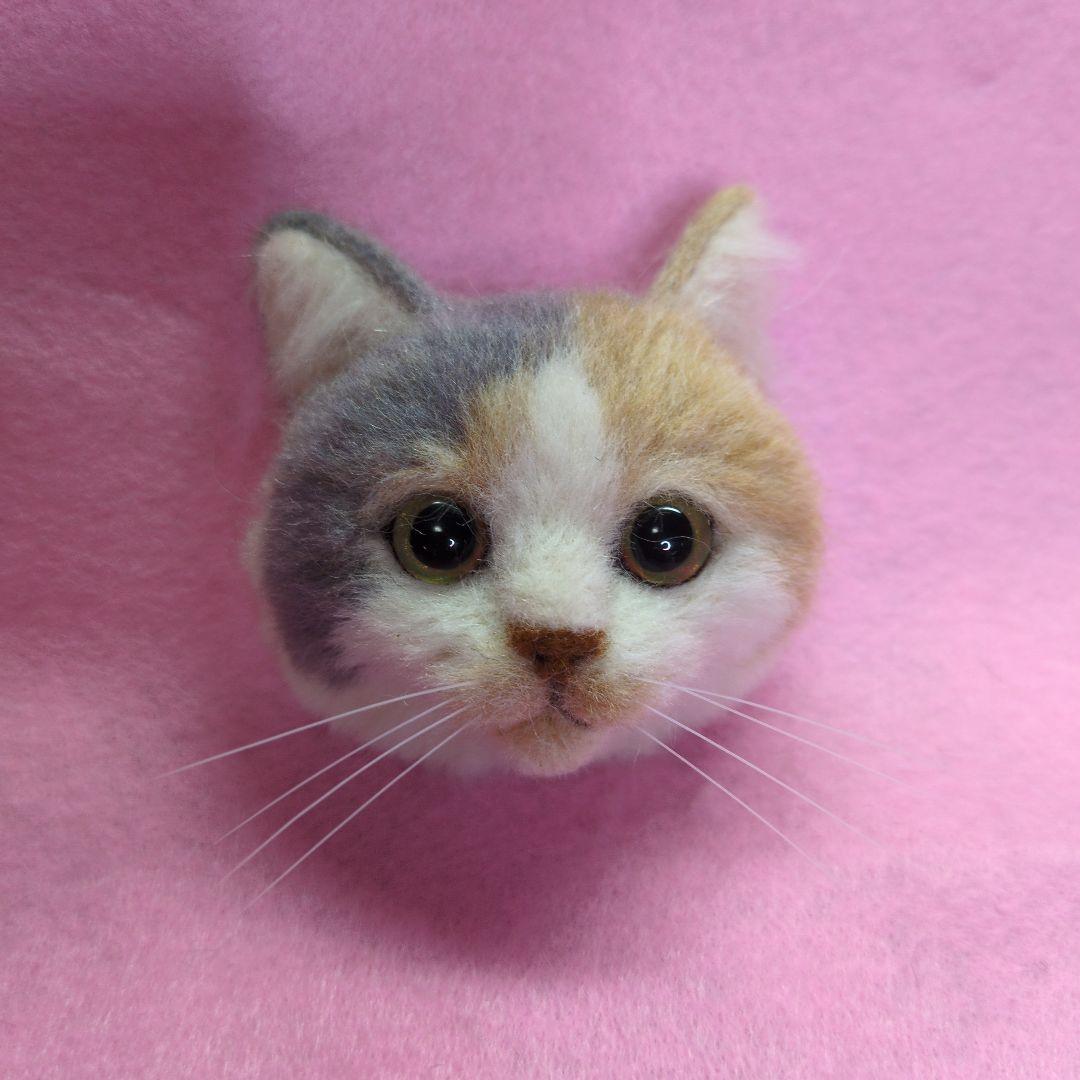 羊毛フェルト 猫の顔 キーホルダーセット