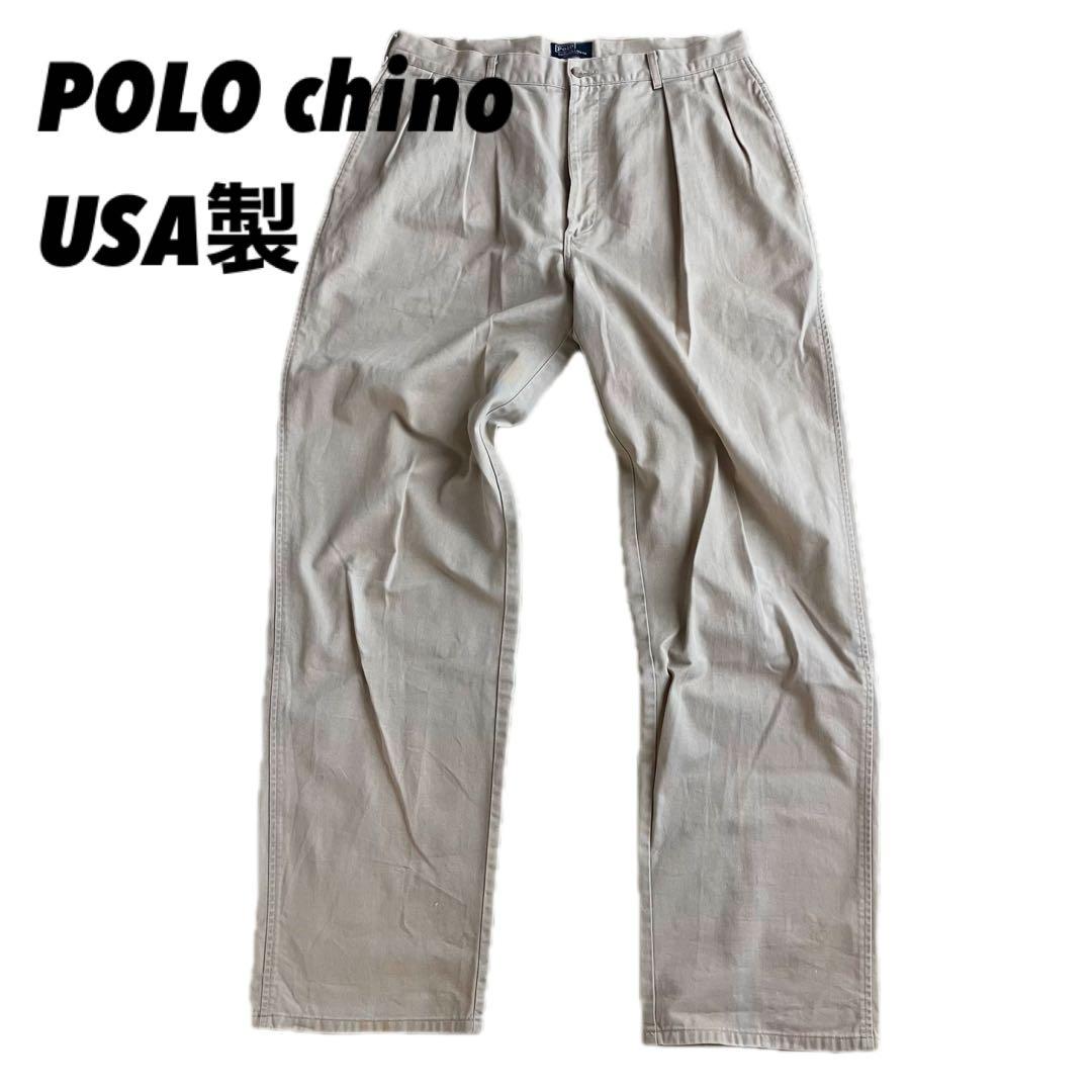 90s USA製ラルフローレンツータックチノパン　ポロチノ　ボックス　W36