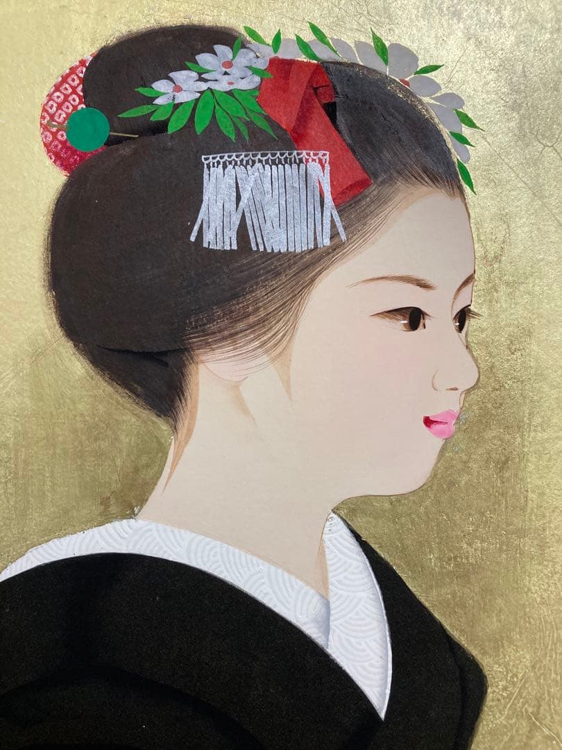 【真作保証】清水達三「舞妓」6号 直筆サイン 共シール 美人 額装 絵画