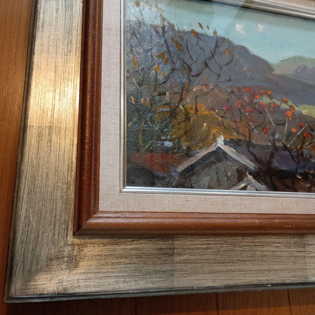 絵画　油彩　鈴木三五郎　S 秋の風景　F3 柿