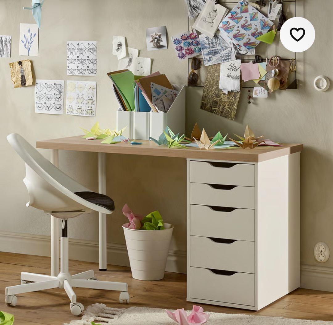 IKEAラグカプテン アレクス デスク ホワイトステインオーク120x60 cm