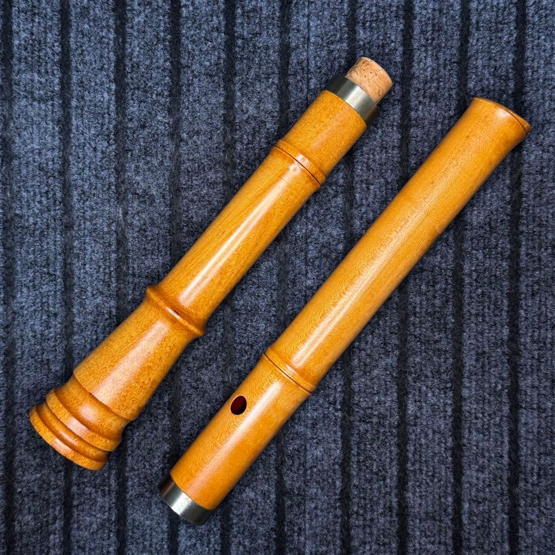 尺八 銘木(楓) 和田謹製 琴風調 二印 一尺八寸管