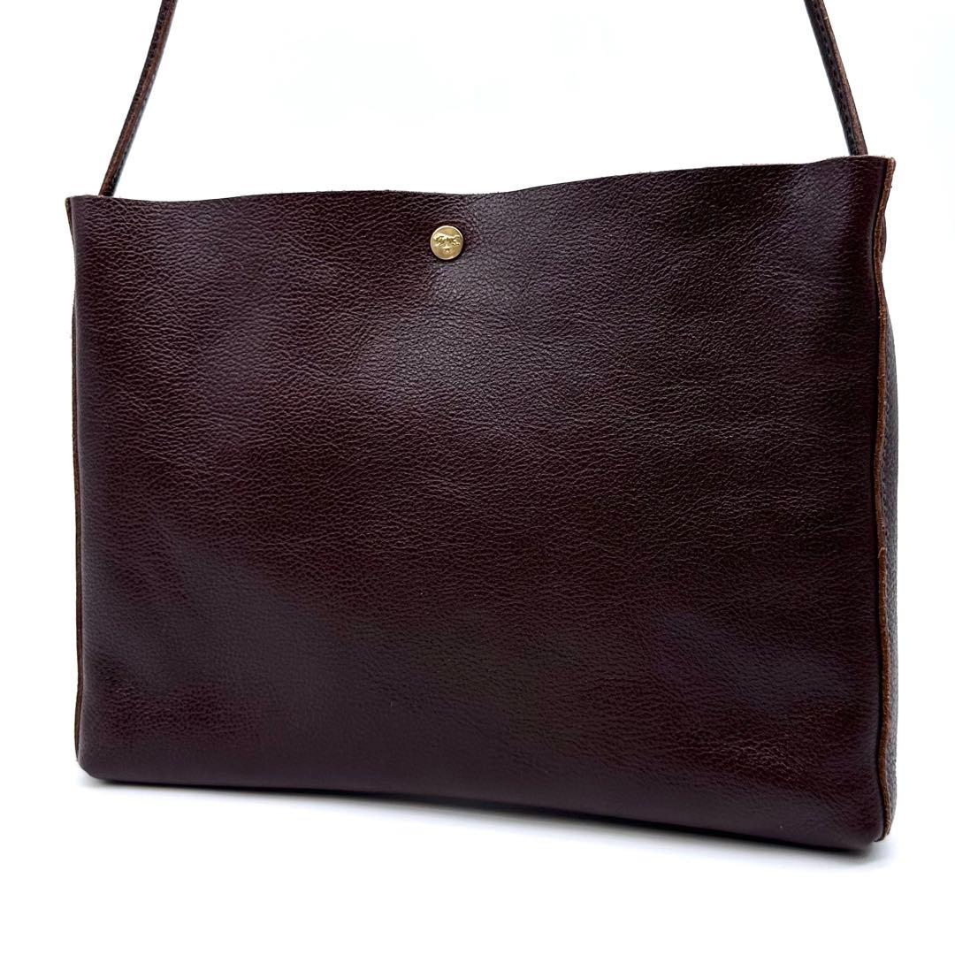 極美品✨ILBISONTE イルビゾンテ クロスボディバッグ 牛革 Dブラウン