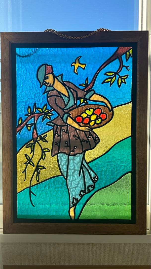 【大サイズ】　ステンドグラス　パネル　額付き
