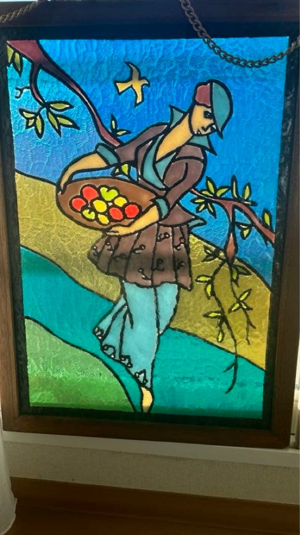 【大サイズ】　ステンドグラス　パネル　額付き