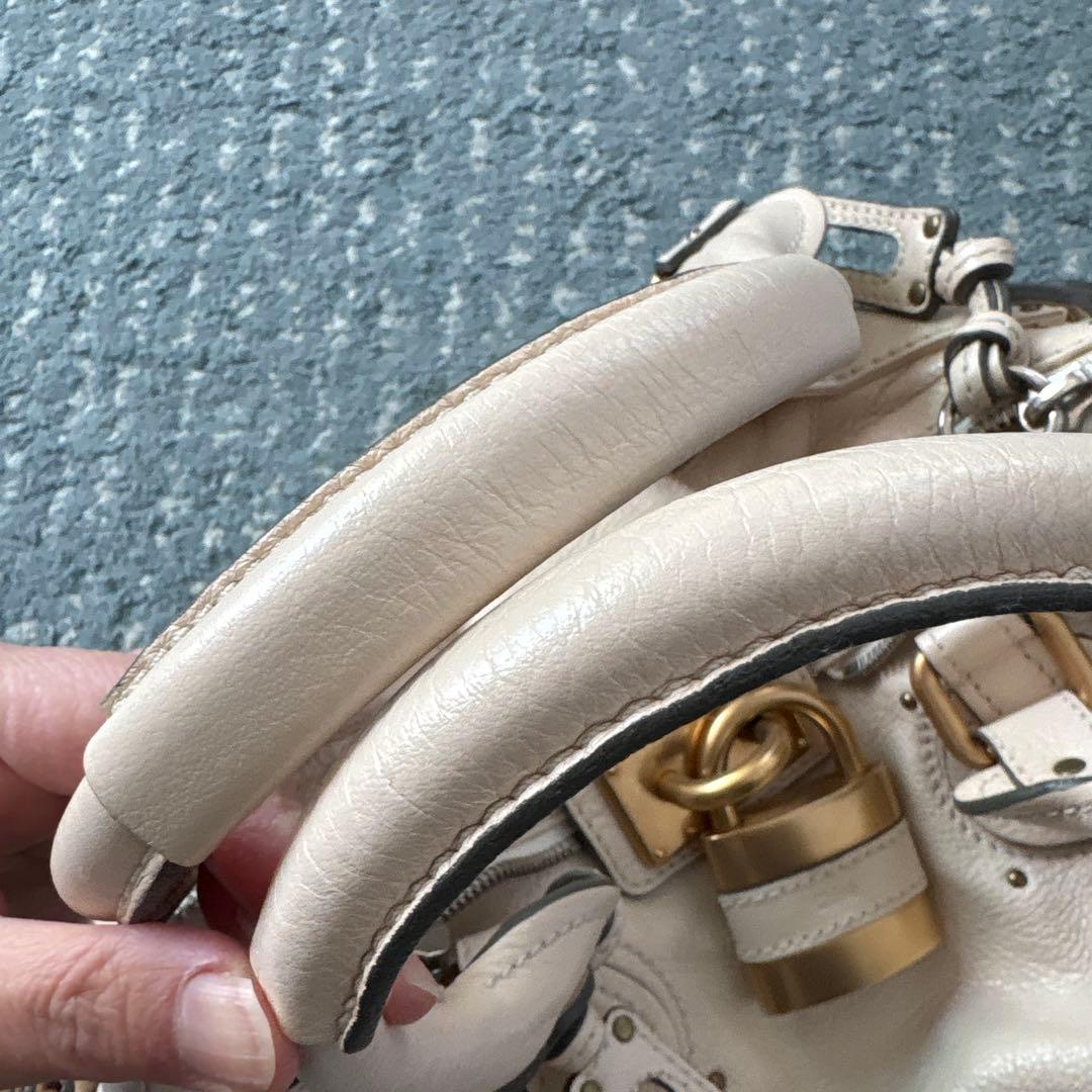 Chloe クリーム色 レザー ハンドバッグ