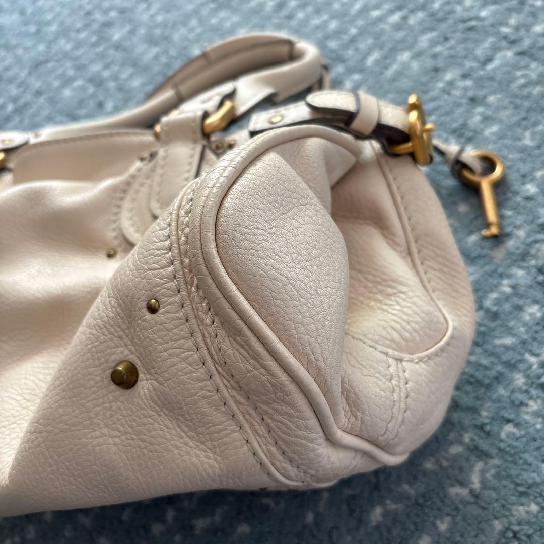 Chloe クリーム色 レザー ハンドバッグ