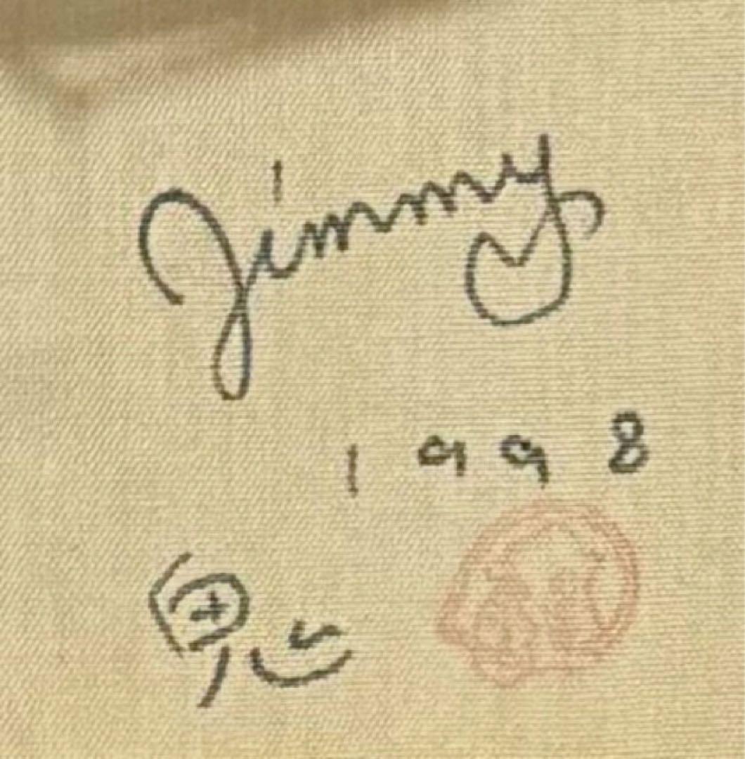 【F4号】手描き油彩　ジミー大西【鬼】1998年　サイン　落款　額縁　人気作品