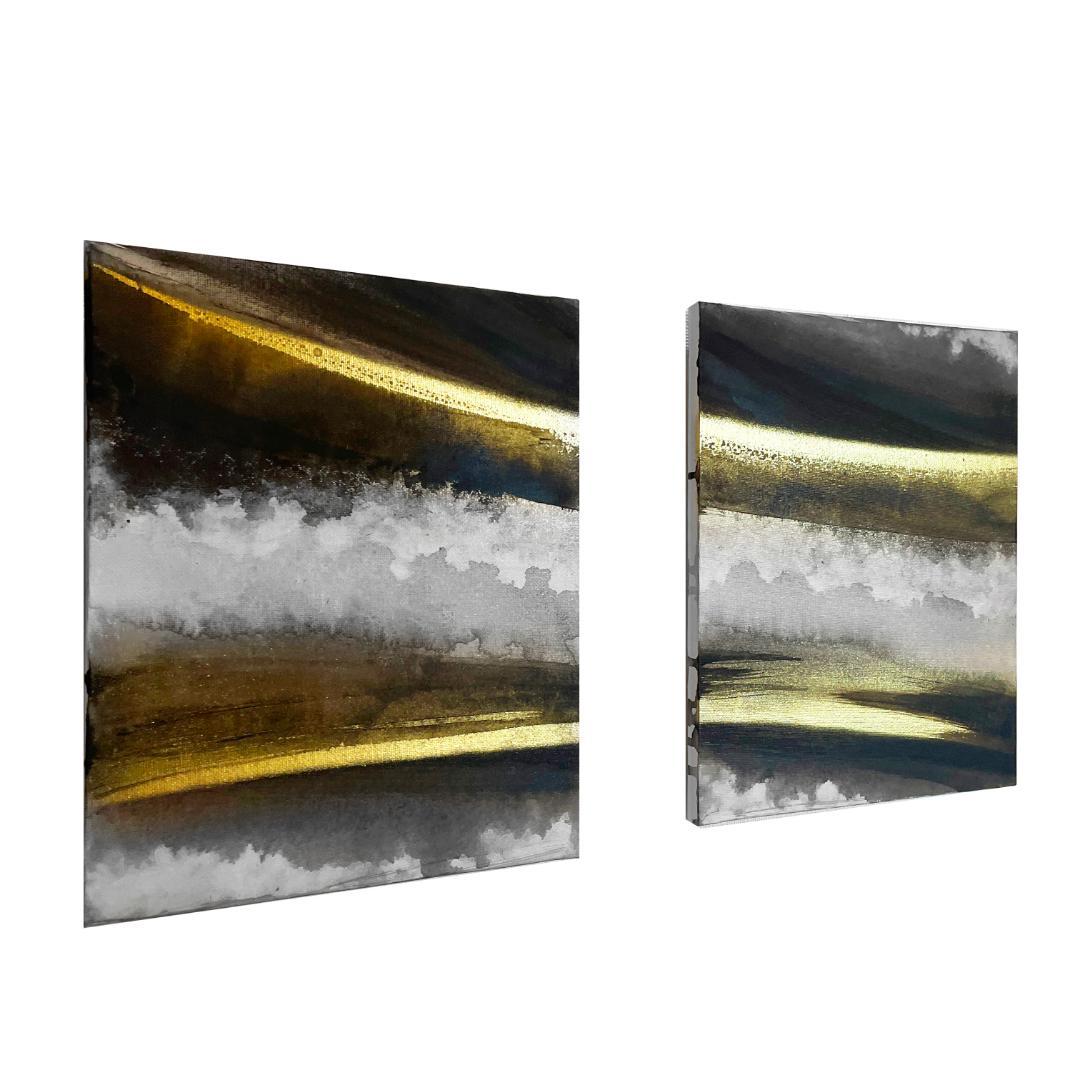 黒金の抽象画3枚組｜F3 キャンバス　現代アート　アートパネル　壁掛け　絵画