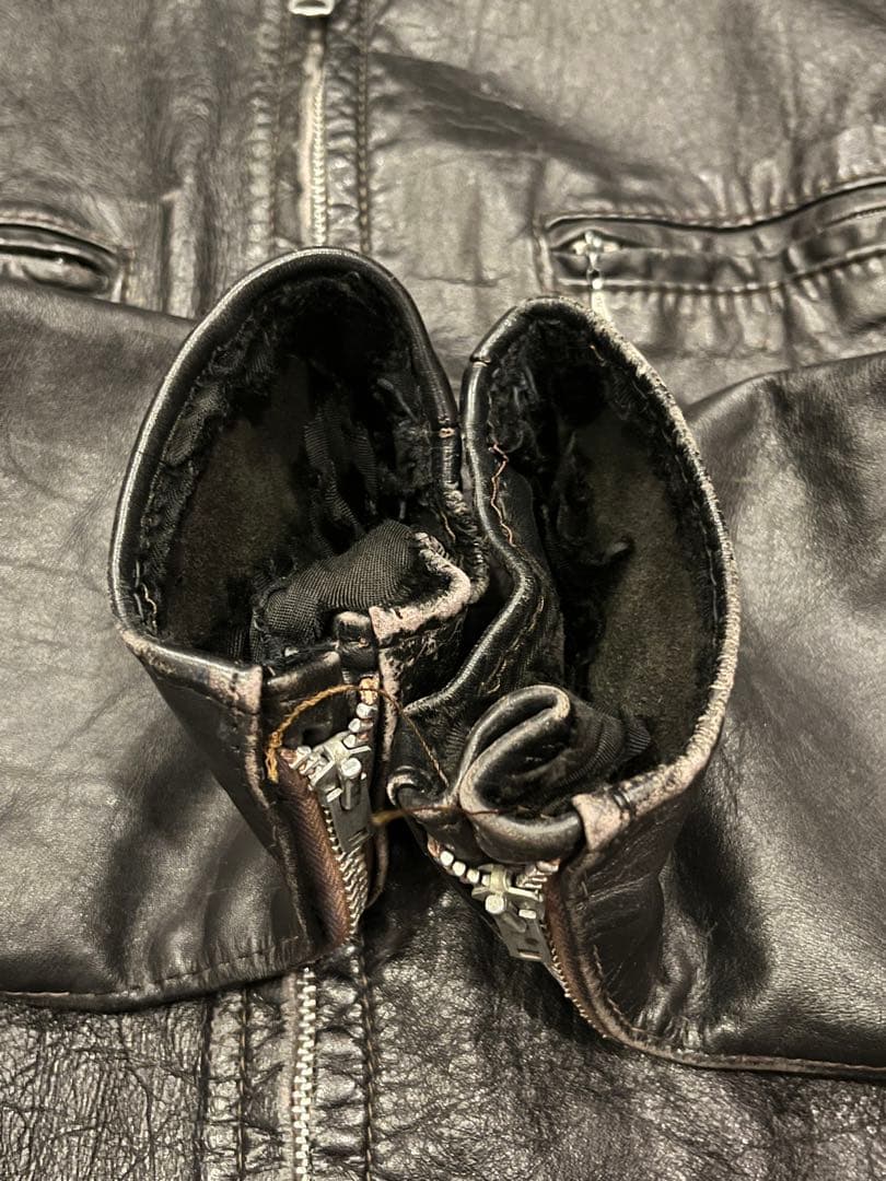 60s 70s ブルックス シングルライダースジャケット 48 XL ボロ