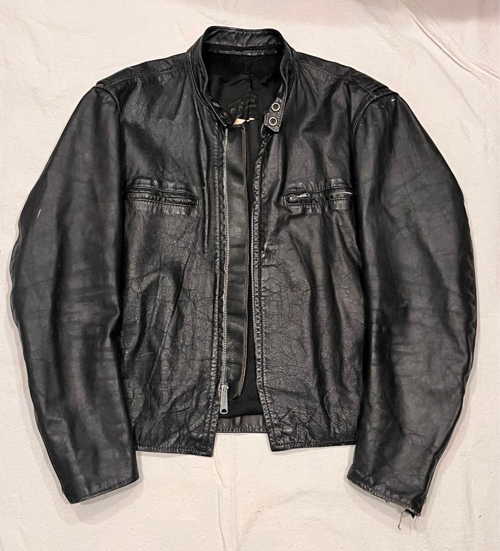 60s 70s ブルックス シングルライダースジャケット 48 XL ボロ