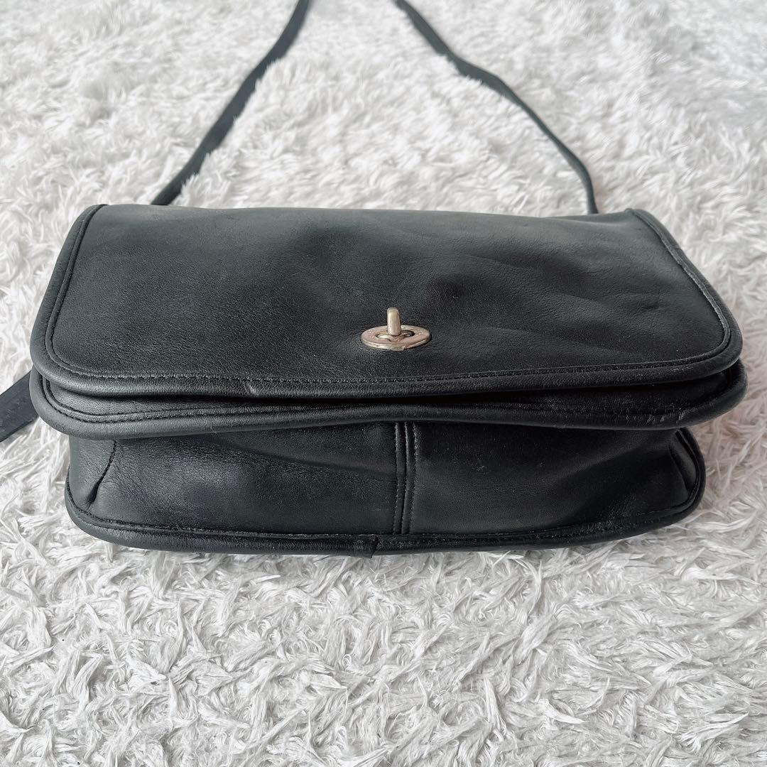 オールドコーチ USA製 ショルダーバッグ ターンロック 黒ブラック