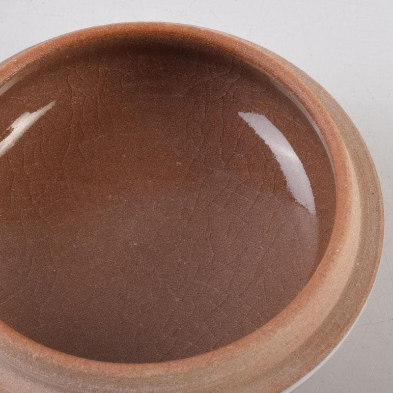 すみれ　京焼　清栄寺窯杉田祥平造　赫土地馬文　宝珠香合　共箱　V　8972