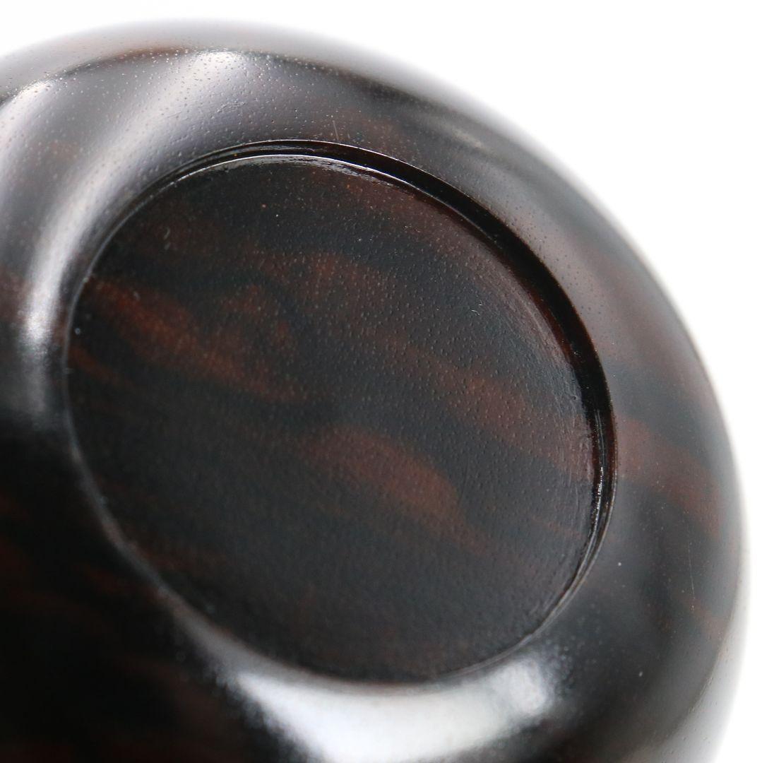 仁刀作 摺漆縞黒檀 中棗 茶道具 共箱共布　V817　N1