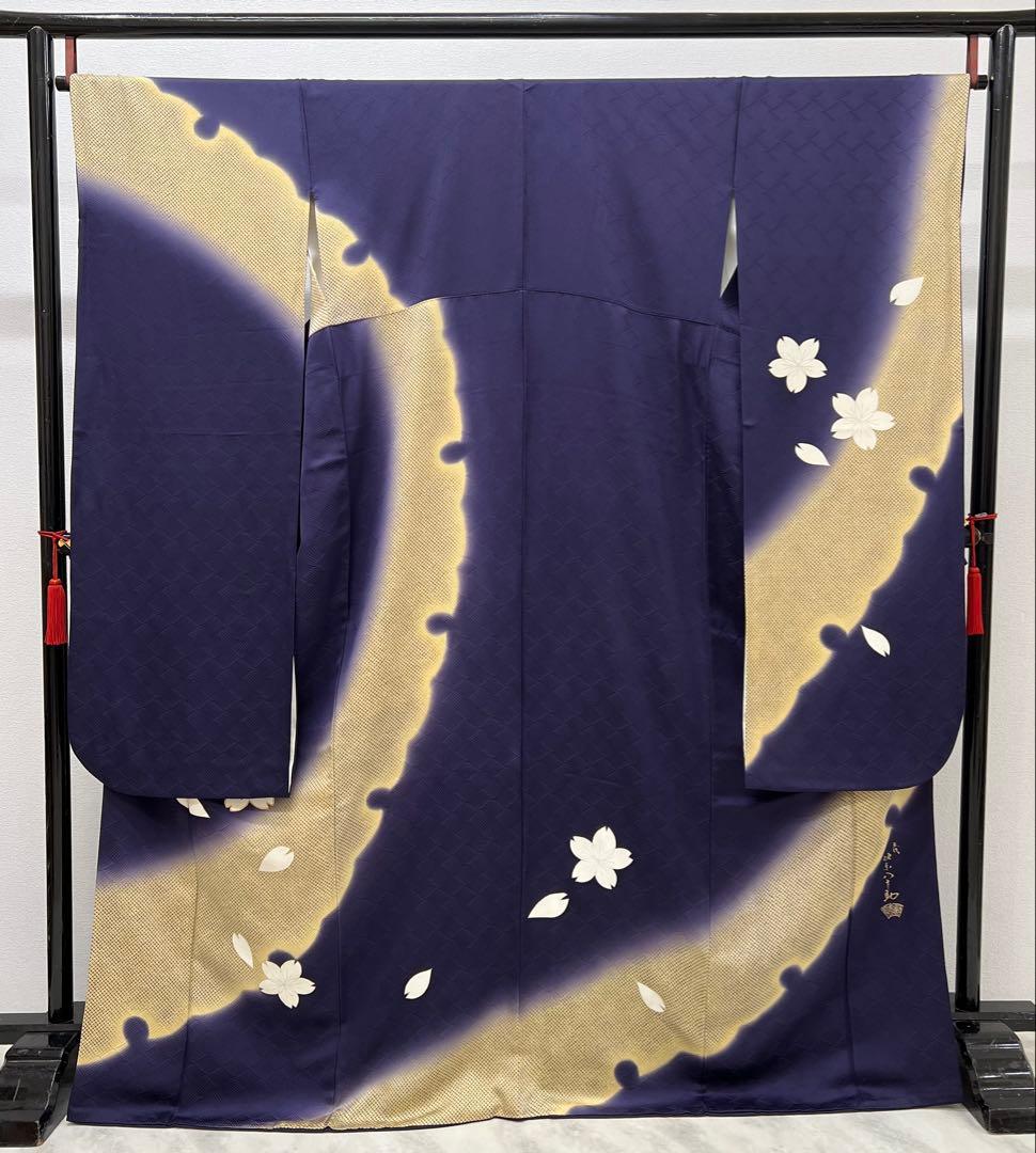 振り袖　フルセット　別誂長襦袢　結婚式　金彩加工　刺繍入り　桜　坂東八十助726