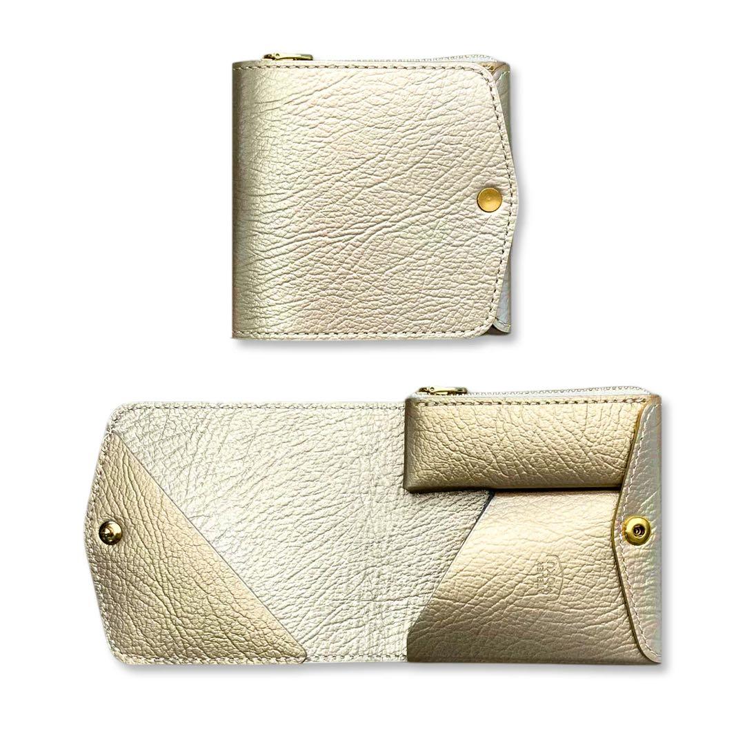 moku 小さく薄い財布SAKUver.3 plusメタリックシュリンクゴールド