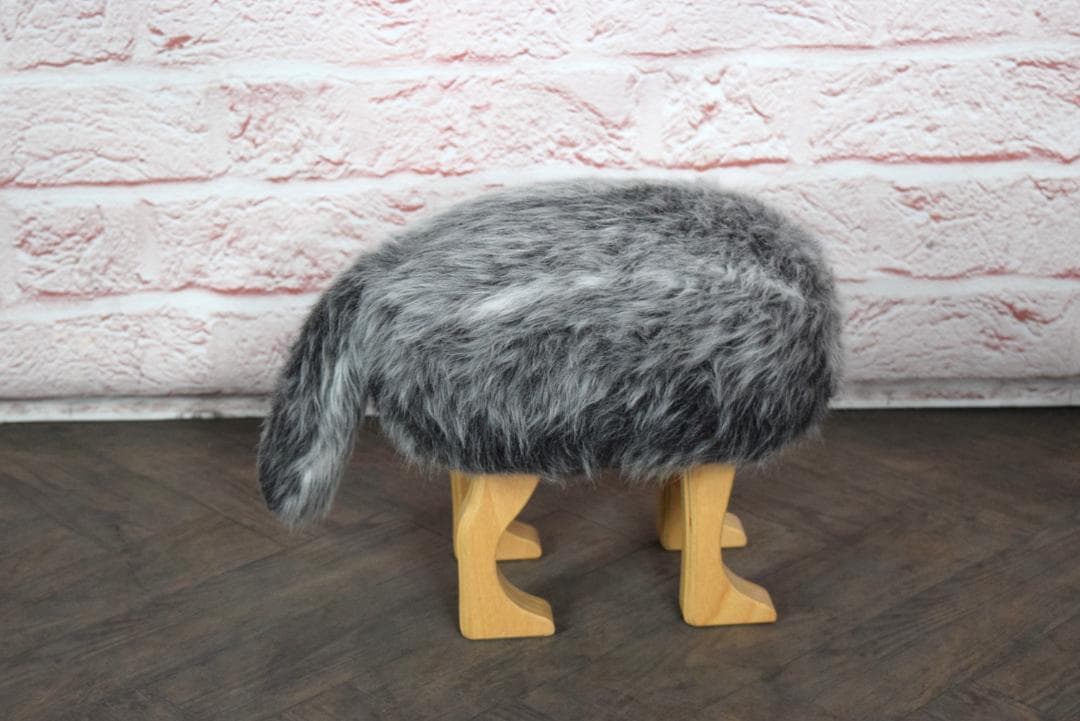展示品 旭川家具 匠工芸 アニマルスツール ウルフグレーミックス Sサイズ