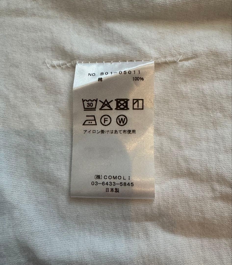 COMOLI コットンジャージ ノースリーブ 2 ホワイト 25SS