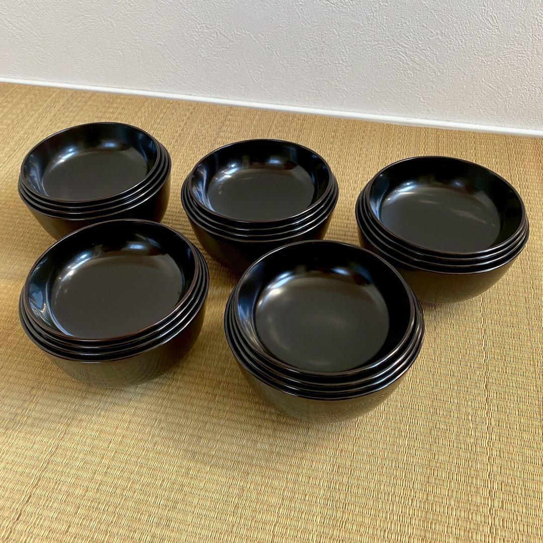 輪島塗 布着【四つ椀 5客組】小丸椀 入れ子 天然木 漆塗 黒真塗 懐石 茶道具