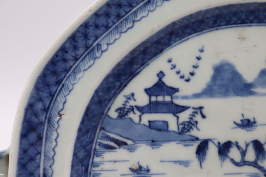 中国　清時代　南京山水紋湯鉢　共箱　送料込み0521