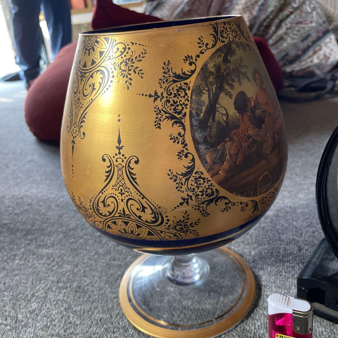 中国美術品 コルク細工 中国工芸品 コルク彫刻 ガラスケース・ブランデーグラス