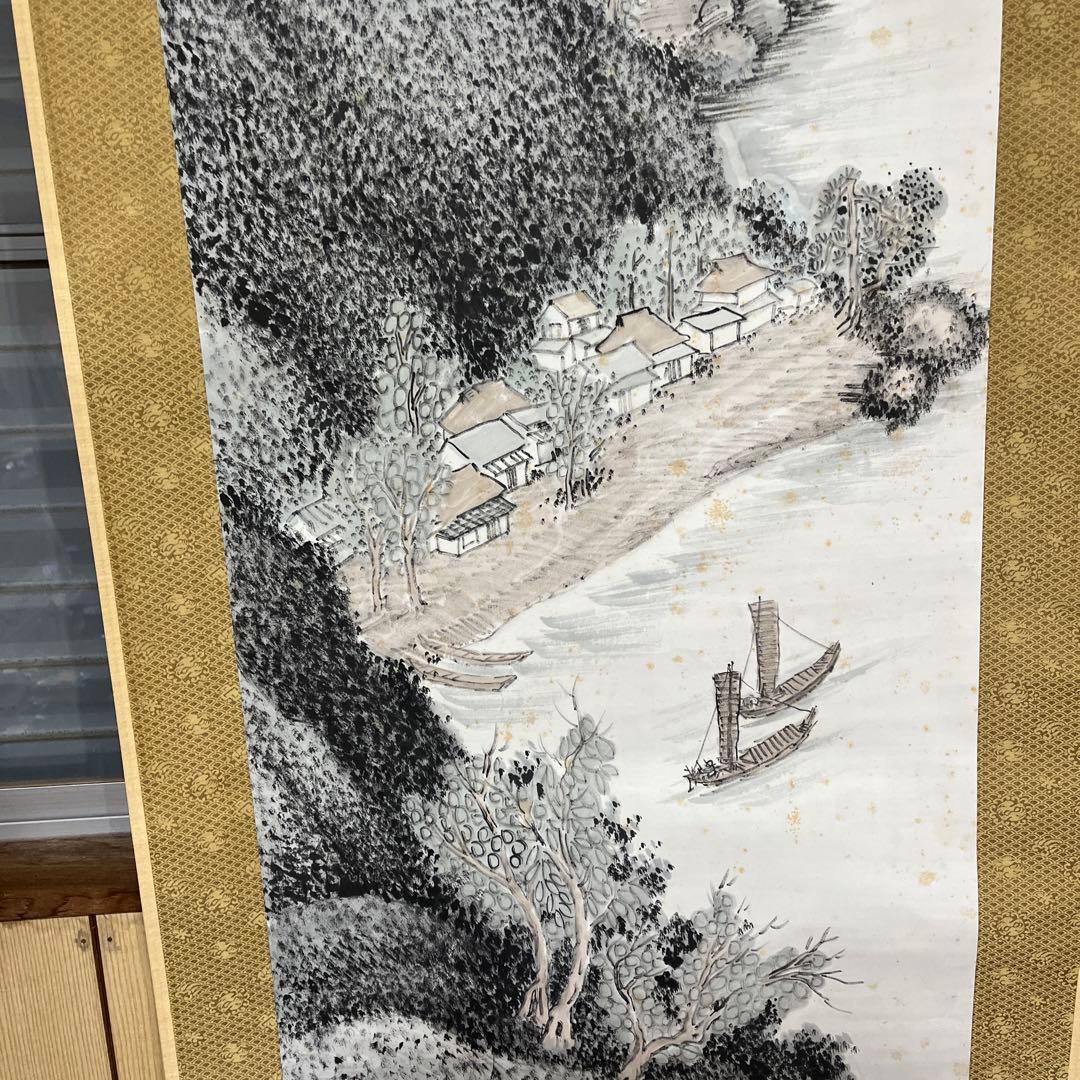 伊豆　海に面した民家　掛け軸