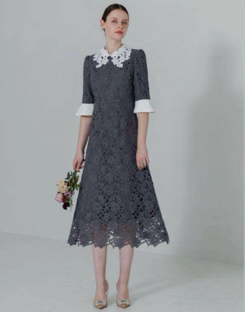 花柄レースカラースパンコールAラインドレス結婚式二次会パーティー成人式デート