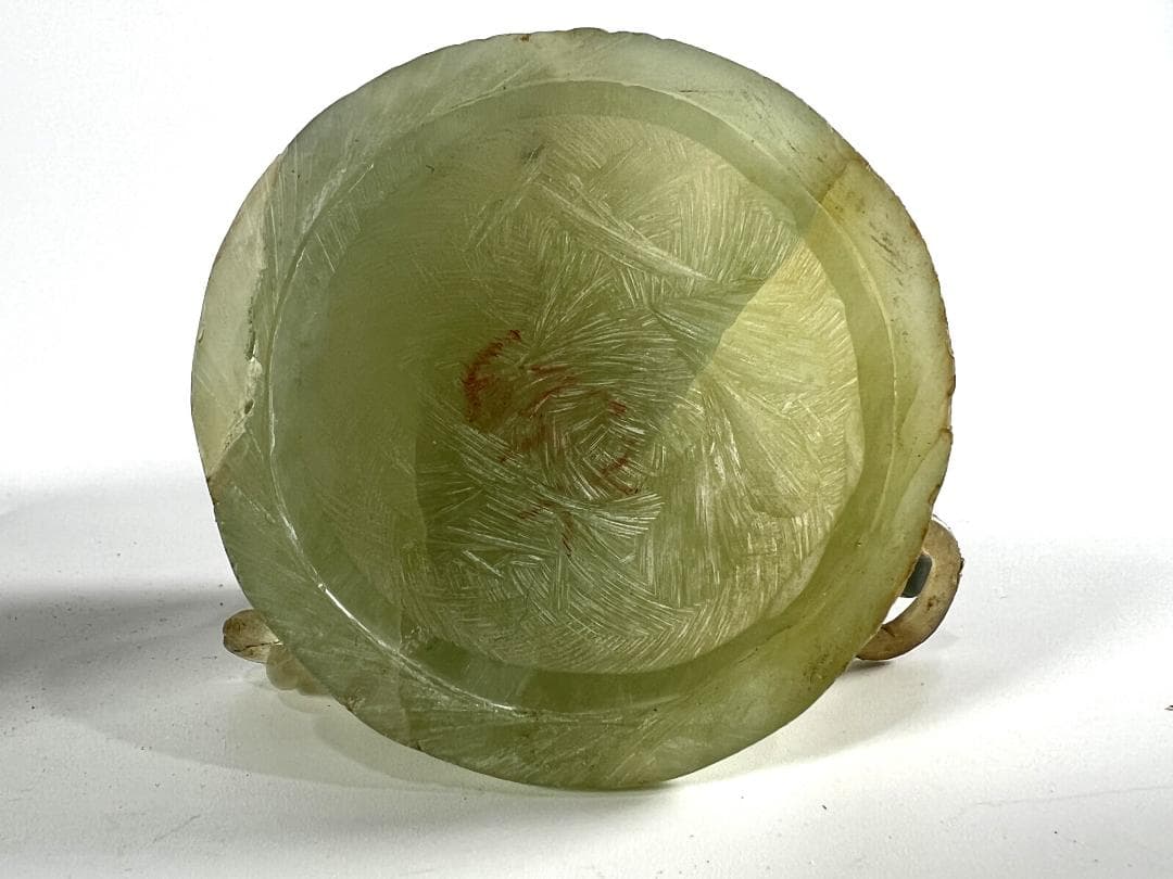 【送料無料・蔵出し】玉石　瑞獣双耳遊環香炉　置物　インテリア　骨董