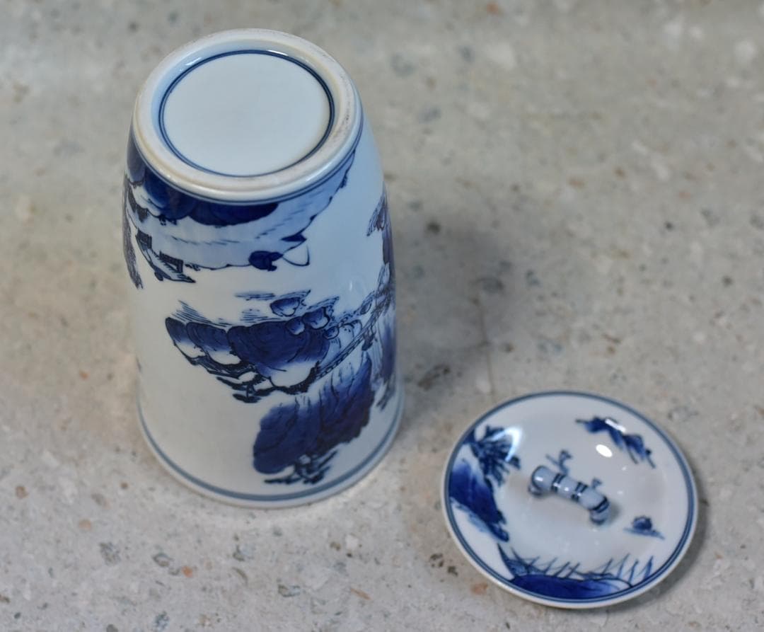 値下げ、平安祥堂作　山水文水指【極上品】　共箱/お茶道具