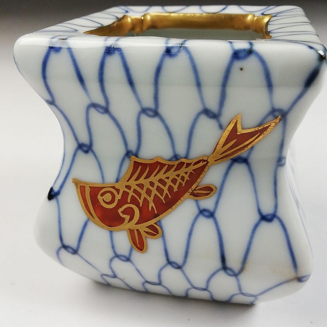 Ｗ１２４　蓋置　『色絵　網目』『高野昭阿弥 造』　共箱　茶道具