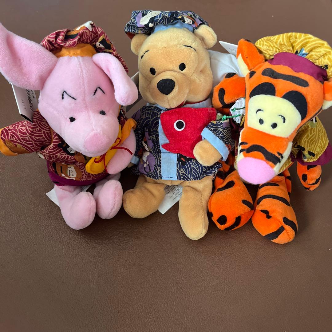 七福神　くまのプーさん、ピグレット、ティガー　　ぬいぐるみ　3体　廃盤品