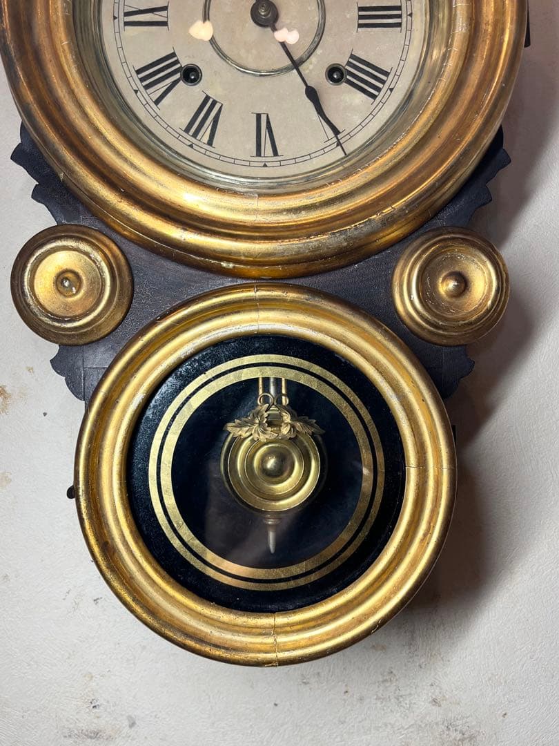 程度良！半打有！イングラハム 金ダルマ　柱時計　古時計　振り子　レトロ　精工舎