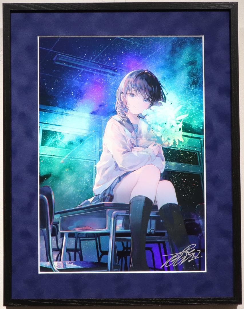 藤ちょこ先生 直筆サイン入り 特殊加工アート さいはての空、彼方の教室