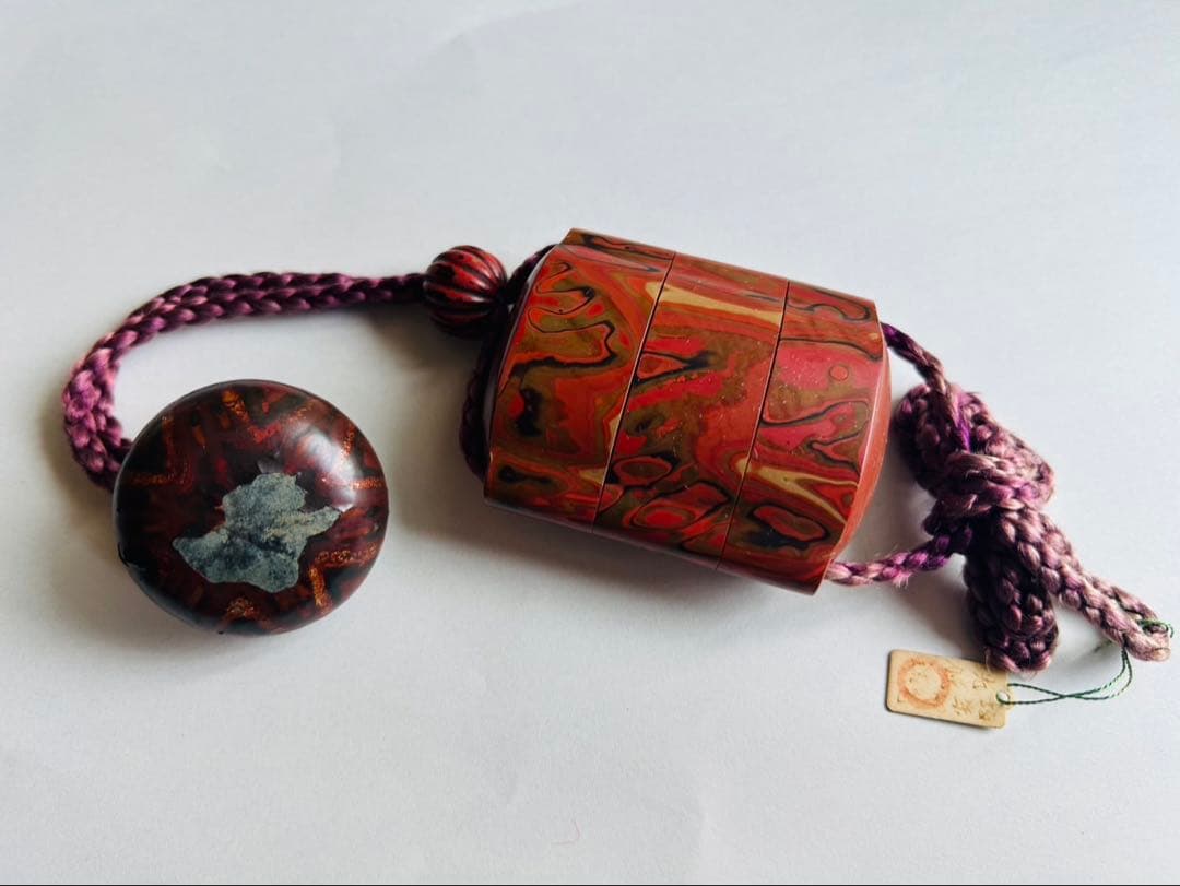 光悦在銘　堆漆印籠　堆朱　湯浅豊太郎