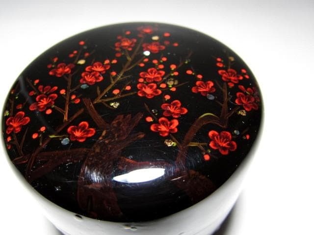 八雲塗 山根進(雙進・そうしん) 内銀桜絵大棗 表千家十三代即中斎花押 m144