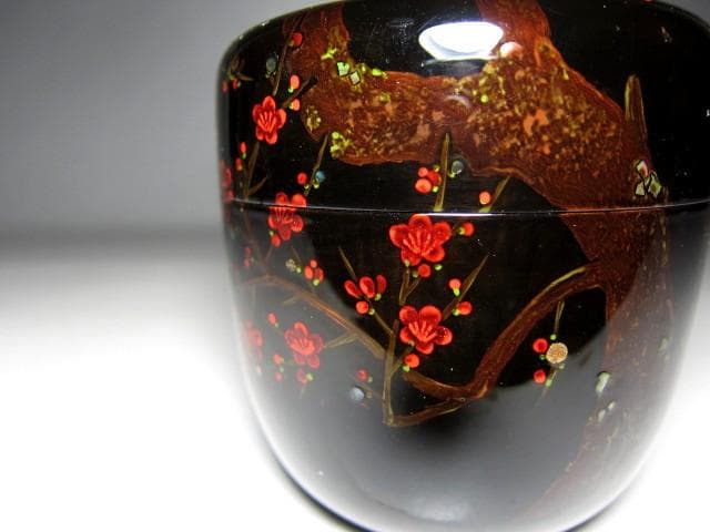 八雲塗 山根進(雙進・そうしん) 内銀桜絵大棗 表千家十三代即中斎花押 m144