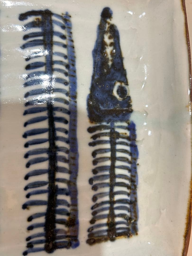 美品 未使用 村田森さん　太刀魚　染付　角皿