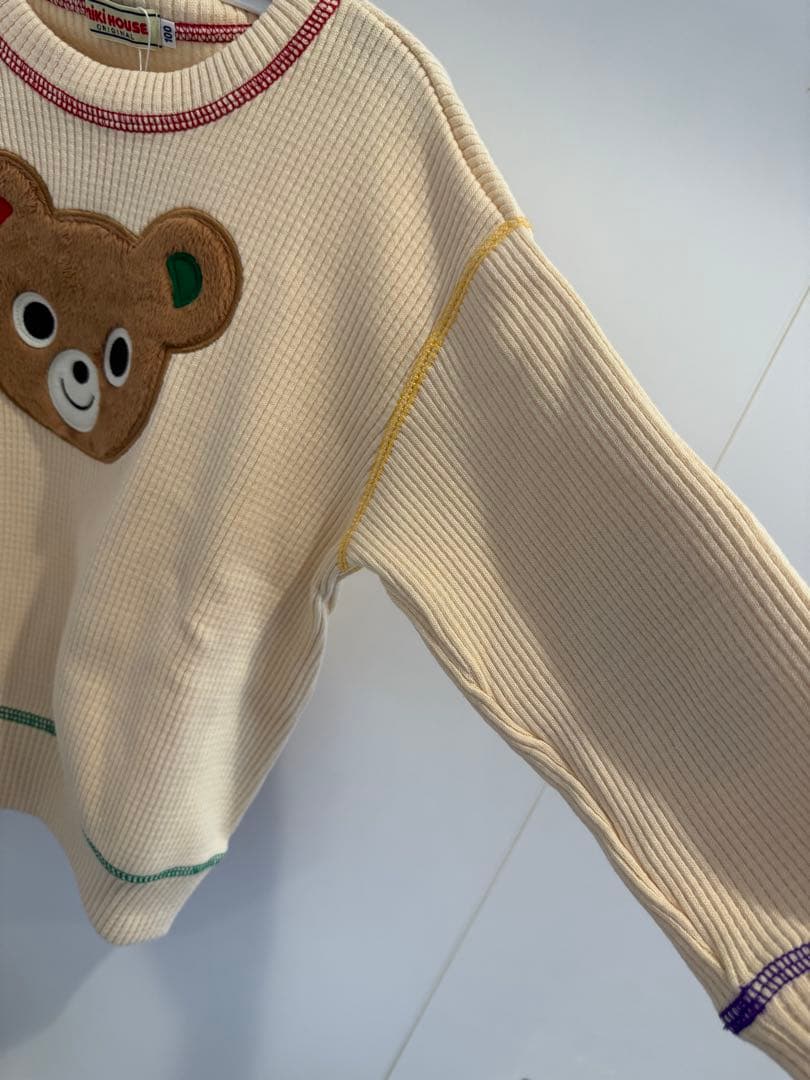 【美品】ミキハウス　トレーナー　100 ベージュ　アイボリー　子供