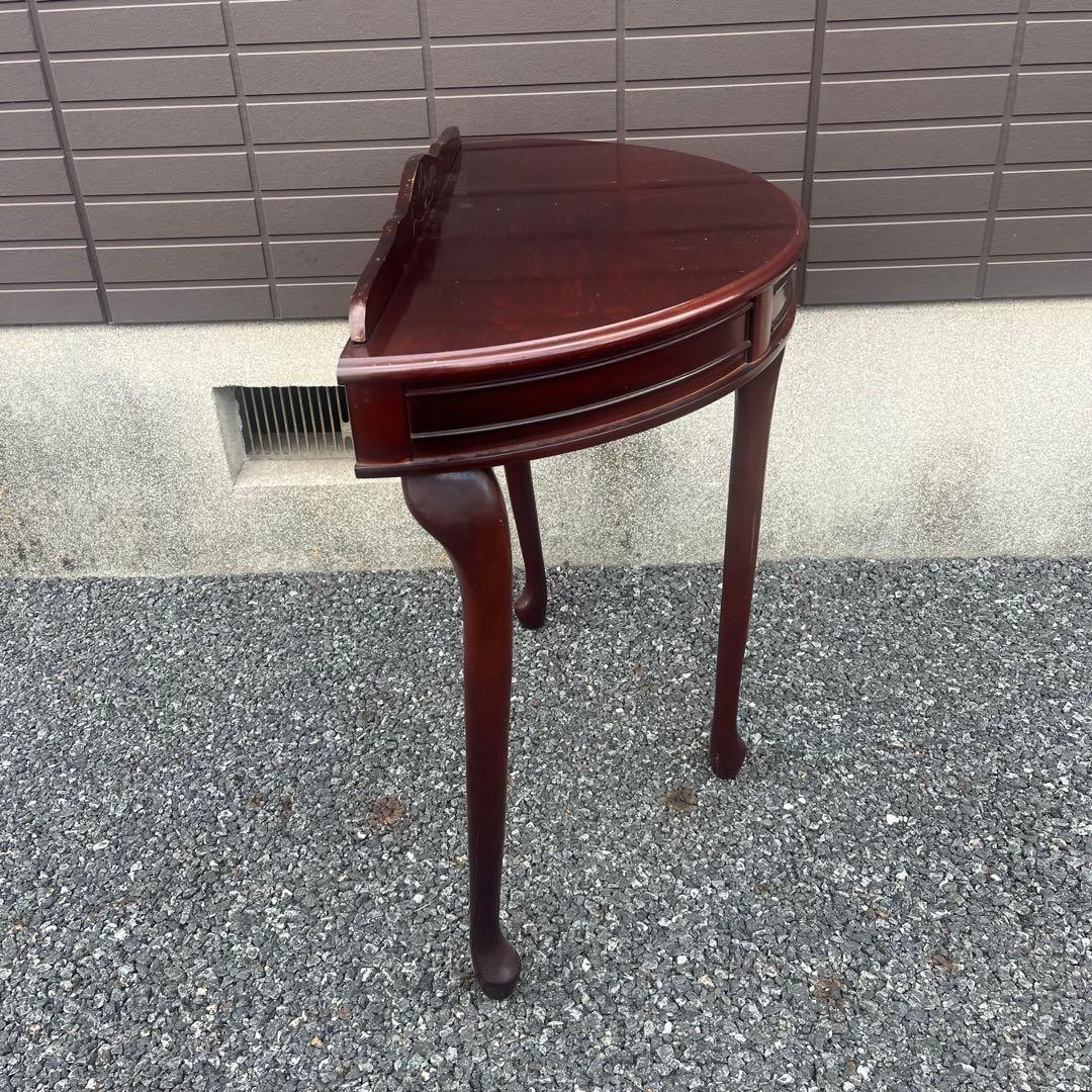 フジ　猫脚コンソール 引き出し付　ハーフムーンテーブル