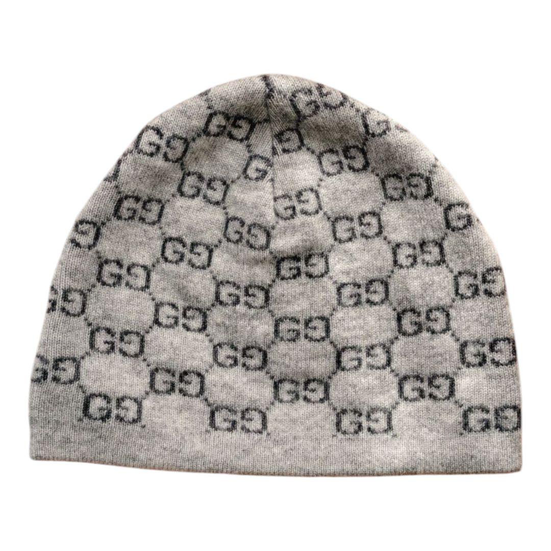 GUCCI GGロゴ ニット帽 グレー(頭の小さい人専用！)