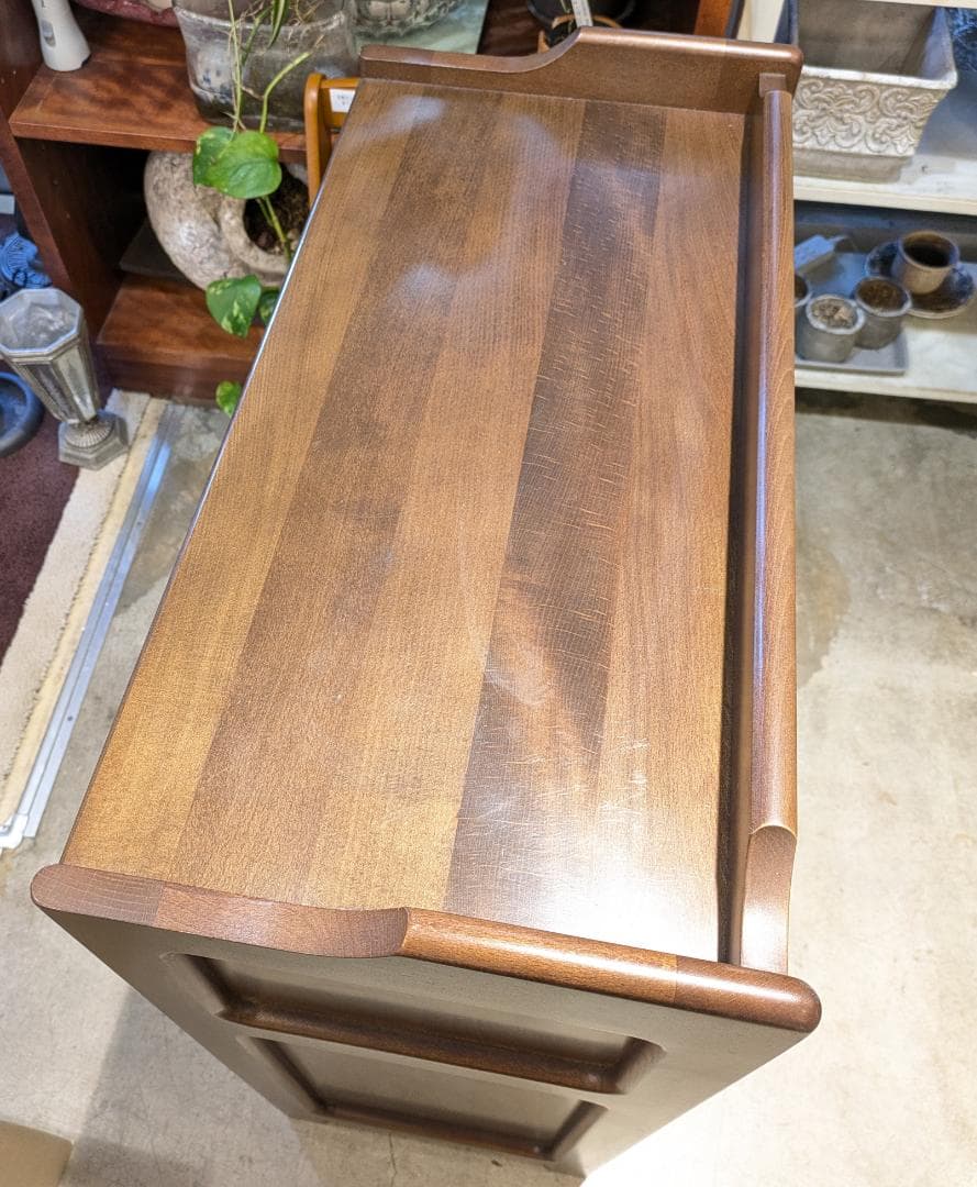 【美品】カリモク ミニサイドボード 電話台 FAX台 木製 収納家具 サイド収納