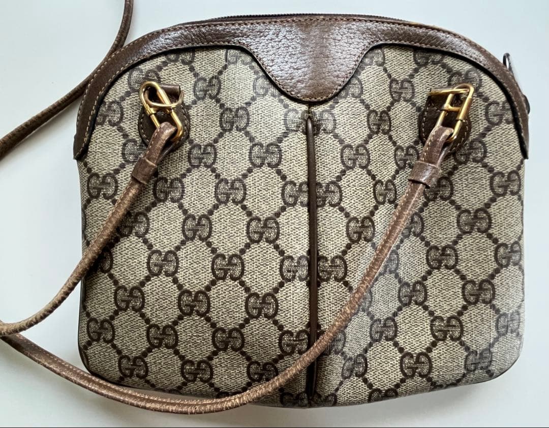 GUCCI シェリーライン GG レザー ベージュ ショルダーバッグ