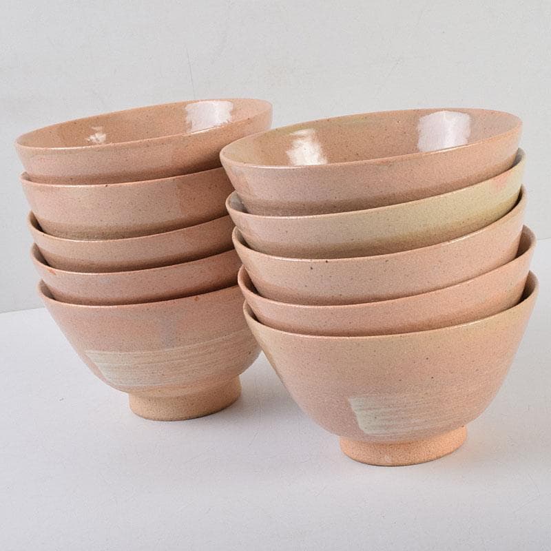 茶道具　阿漕窯　福森円二造　御本　刷毛目　数茶碗　十客　共箱　M　R9298H